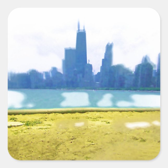 Air Brushed Chicago Quadratischer Aufkleber (Vorderseite)