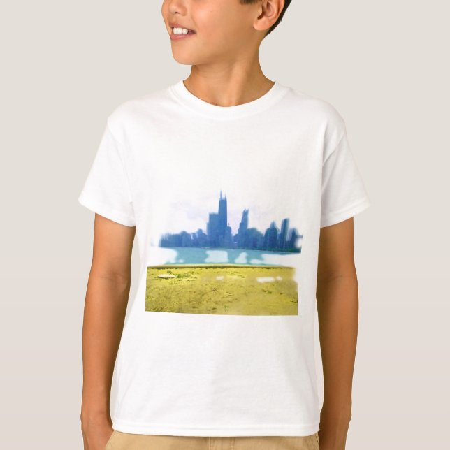 Air Brushed Chicago Skyline Art T-Shirt (Vorderseite)