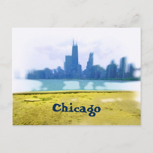 Air Brushed Chicago Skyline Postkarte (Vorderseite)