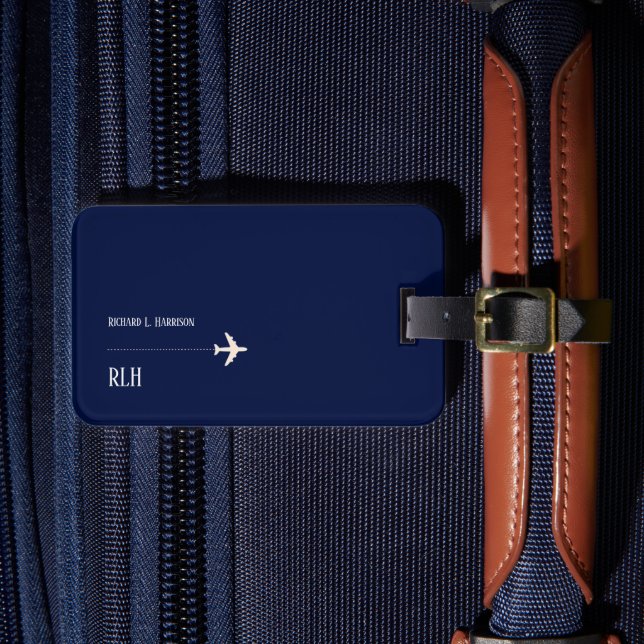 Air Flugzeug Travel Discreent Klasse Dunkelblau Gepäckanhänger (Vorderseite Insitu 4)