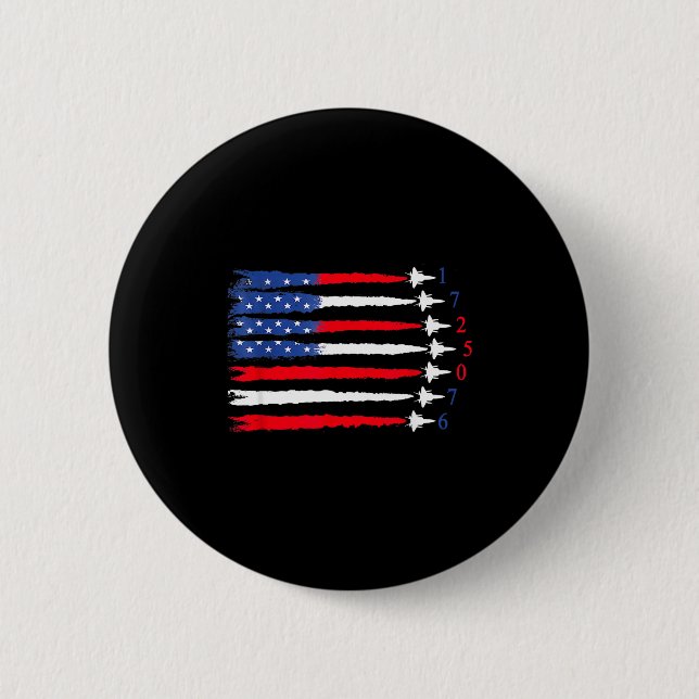 Air Force American Flag 4th Of July 2026 Funny Gif Button (Vorderseite)
