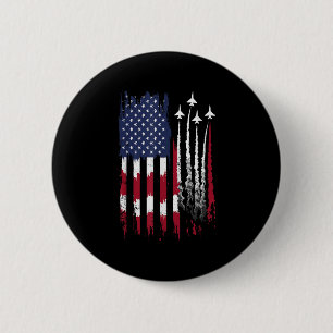 Air Force American Flag Patriotic Red White Blue 4 Button