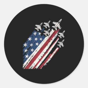 Air Force American Flag Patriotic Red White Blue 4 Runder Aufkleber