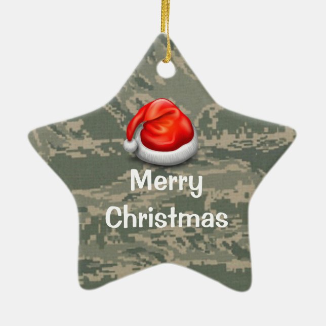 Air Force Camouflage Star Frohe Weihnachtsdekorati Keramikornament (Hinten)