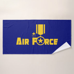 Air Force Military Star Medal Aircraft Blue Gold Badhandtuch Set