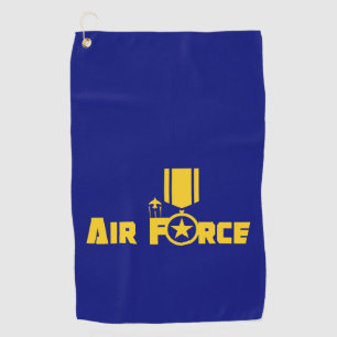 Air Force Military Star Medal Aircraft Blue Gold Golfhandtuch