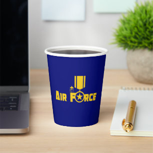 Air Force Military Star Medal Aircraft Blue Gold Pappbecher