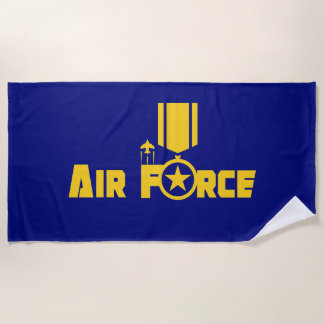 Air Force Military Star Medal Aircraft Blue Gold Strandtuch