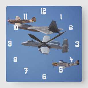 Air Force Planes/Jets Image Clocks Quadratische Wanduhr