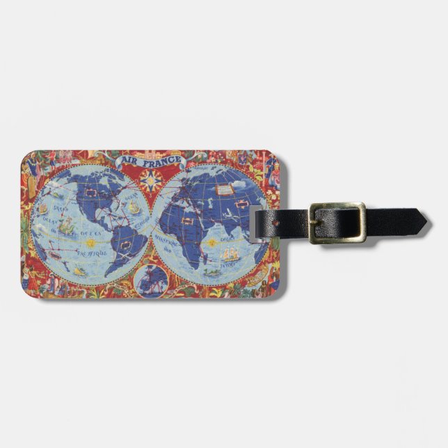 Air France-Karte der Welt Gepäckanhänger (Vorderseite horizontal)