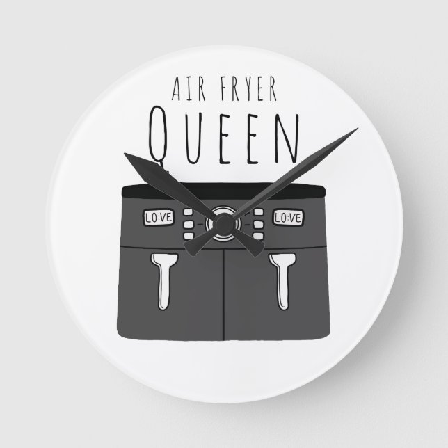 Air Fryer Queen Runde Wanduhr (Vorderseite)