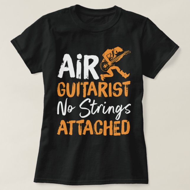 Air Gitarrist No Strings Attached Vater Guitar und T-Shirt (Design vorne)