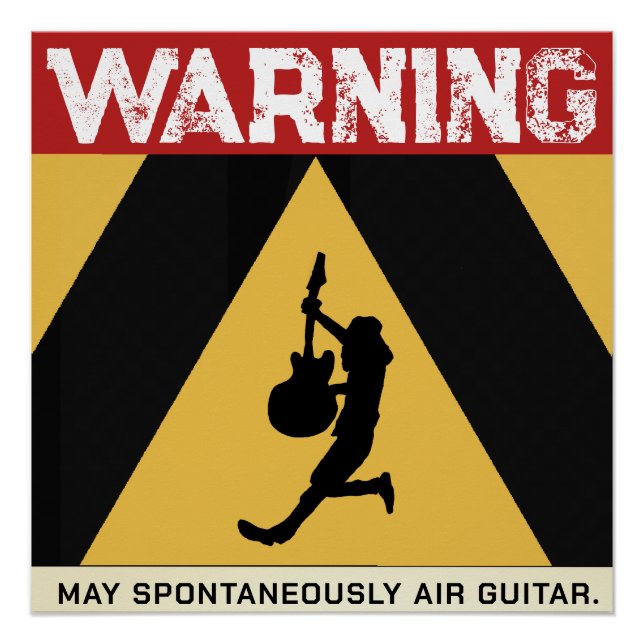 Air Guitar Hazard Ahead! Humorous Warning  Poster (Vorderseite)