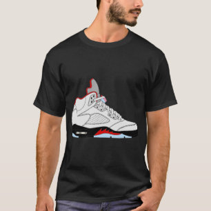 Air Jordan V (5) Feuerrot-Silberzunge T-Shirt