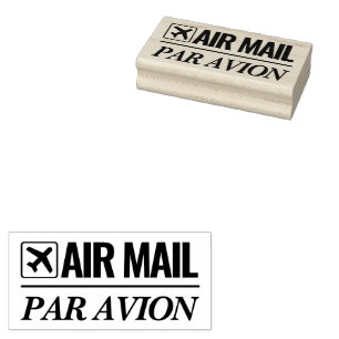 Air Mail / Par Avion Logo Holzblock-Stempel Gummistempel