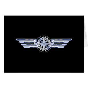 Air Pilot Chrome like Wings Compass auf schwarz