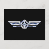 Air Pilot Chrome like Wings Compass auf schwarz