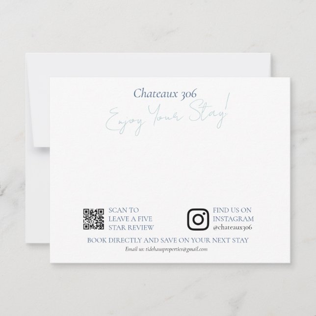 Airbnb and Rental Property Custom Welcome Note Mitteilungskarte (Vorderseite)