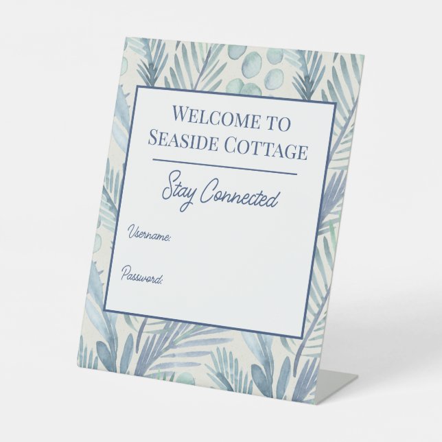 Airbnb Beach Vacation Rental Palm Watercolor Sockelschild (Vorderseite)