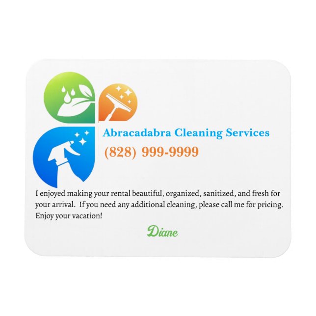 Airbnb Cleaner Contact Magnet (Horizontal)
