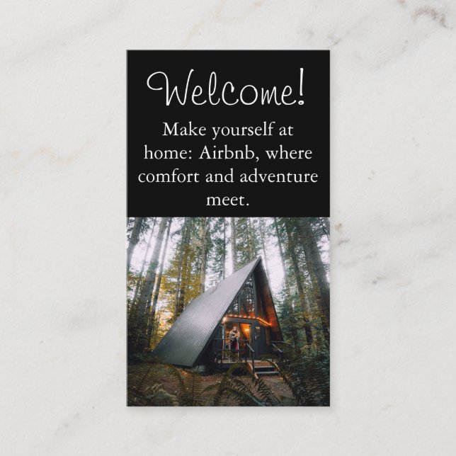 Airbnb House Mietbild QR Code Modernes Schwarz Visitenkarte (Vorderseite)