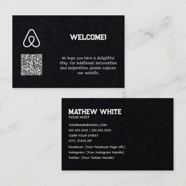 🏠 Airbnb Property Owner Custom QR Visitenkarte (Vorne/Hinten)