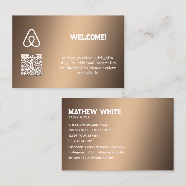 🏠 Airbnb Property Owner Custom QR Visitenkarte (Vorne/Hinten)