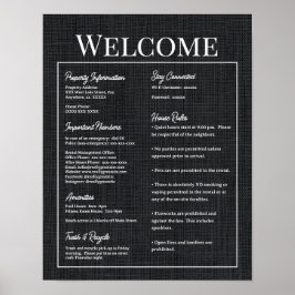 Airbnb Vacation Rental Guest Information Sign Poster