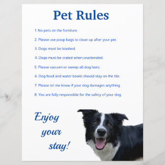 Airbnb Vrbo Pet Rules Signieren Template Zuhause F