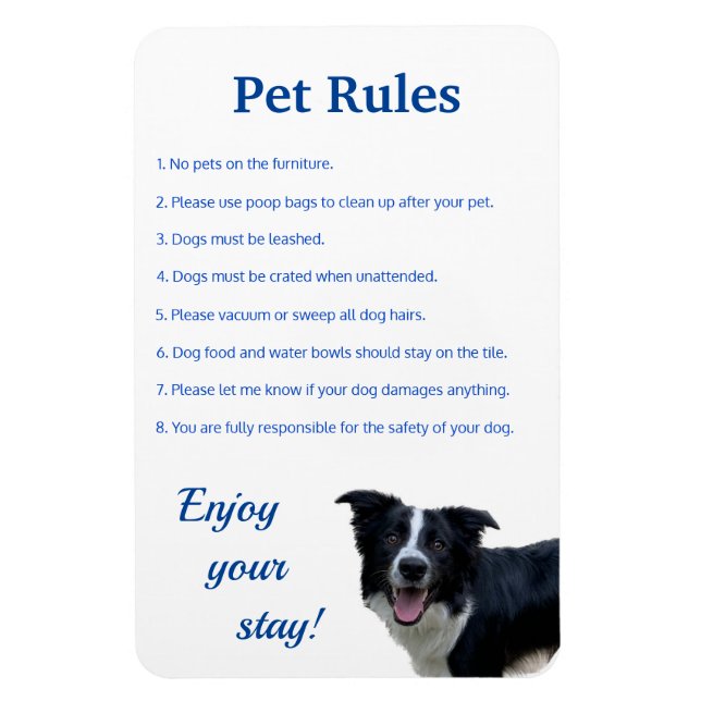 Airbnb Vrbo Pet Rules Signieren Template Zuhause M Magnet (Vertikal)