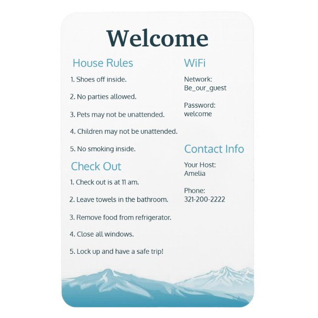 Airbnb Vrbo Welcome Sign Template Zuhause Magnet (Vertikal)