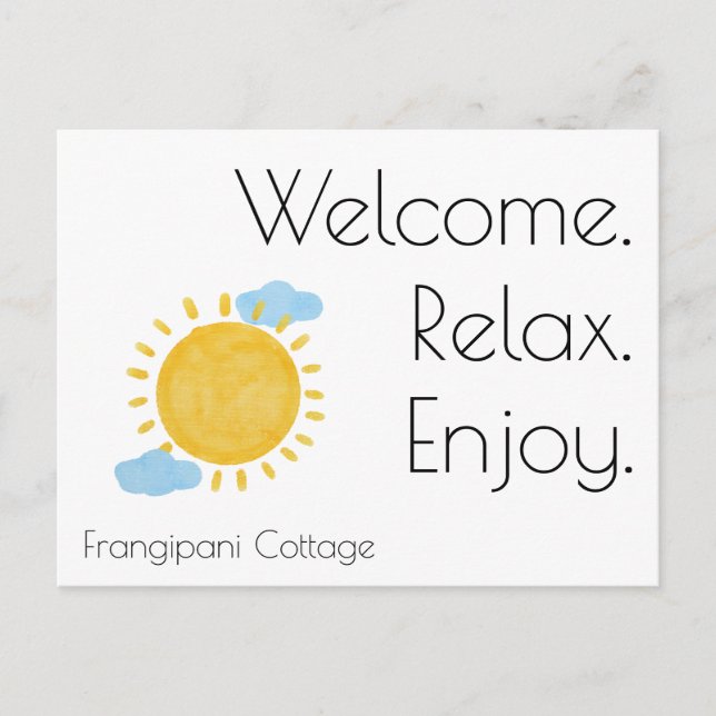 Airbnb Welcome Gift Basket Card Personalisiert Einladungspostkarte (Vorderseite)