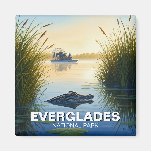 Airboat Alligator Everglades Nationalpark Florida Magnet (Vorne)