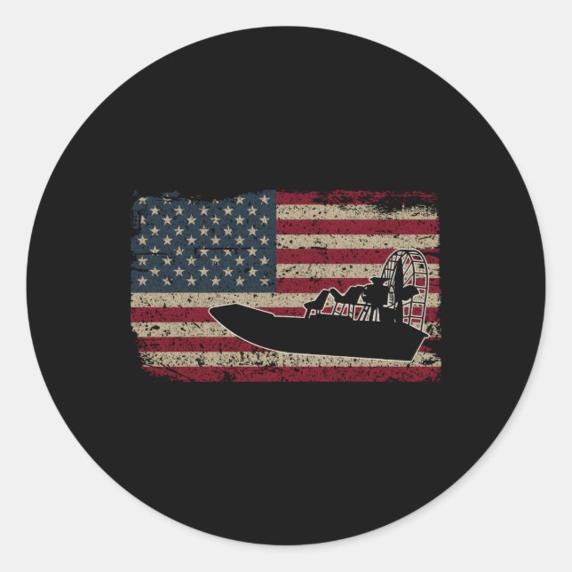 Airboat America Flag I Patriotic Airboat Captain R Runder Aufkleber (Vorderseite)