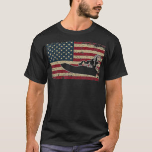 Airboat America Flag I Patriotic Airboat Captain T-Shirt