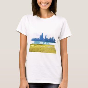 Airbrush-Kunst der Skyline von Chicago T-Shirt