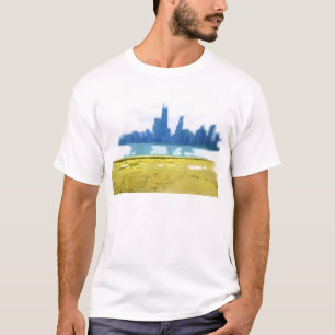 Airbrush-Kunst der Skyline von Chicago T-Shirt