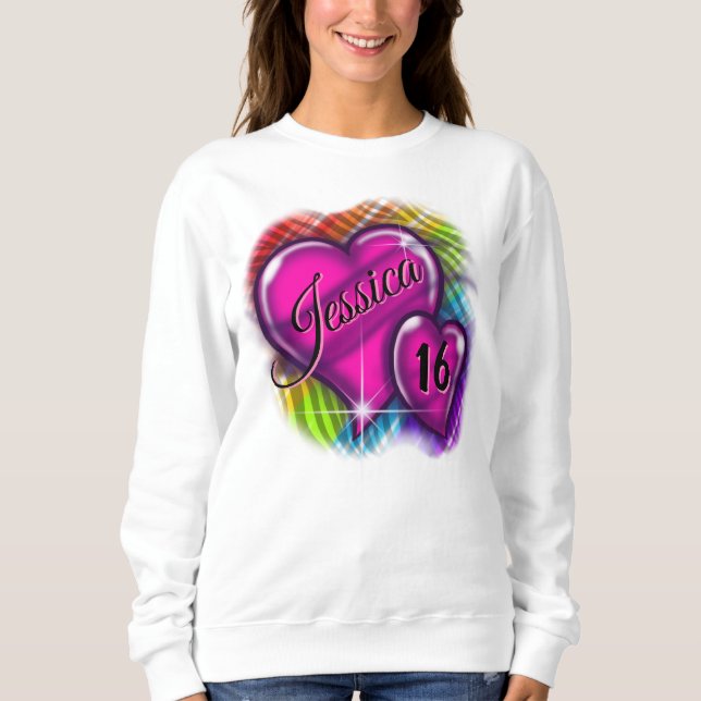 Airbrush Sweet 16 personalisierter T - Shirt (Vorderseite)