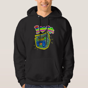 Airbrushed Boom Box Hip Hop Rainbow Vintag R Hoodie