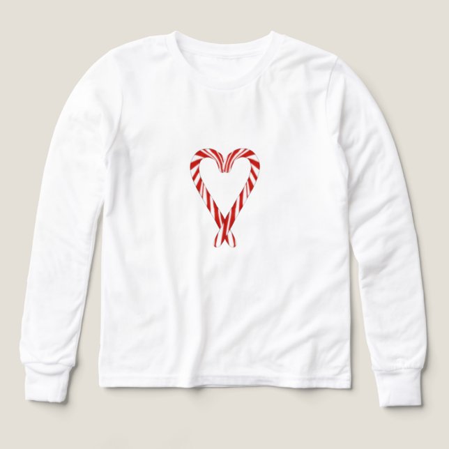 Airbrushed Candy Cane Heart Kids Long Sleeve Tee (Design Vorderseite)