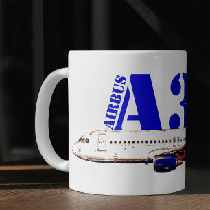 Airbus a320 Flugzeug Aquarellzeichnung Kaffeetasse