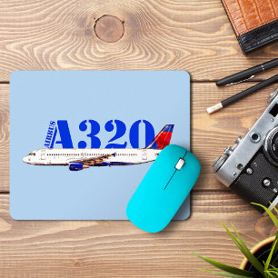 Airbus a320 Flugzeug Aquarellzeichnung Mousepad