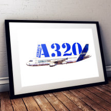 Airbus A320 Flugzeug Aquarellzeichnung Profil