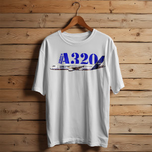 Airbus A320 Flugzeug Aquarellzeichnung Profil T-Shirt