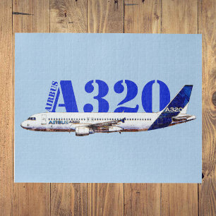 Airbus A320 Flugzeug Aquarellzeichnung Seitenansic Puzzle