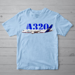 Airbus A320 Flugzeug Aquarellzeichnung Seitenansic T-Shirt