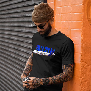 Airbus A320 Flugzeug Aquarellzeichnung Seitenansic T-Shirt