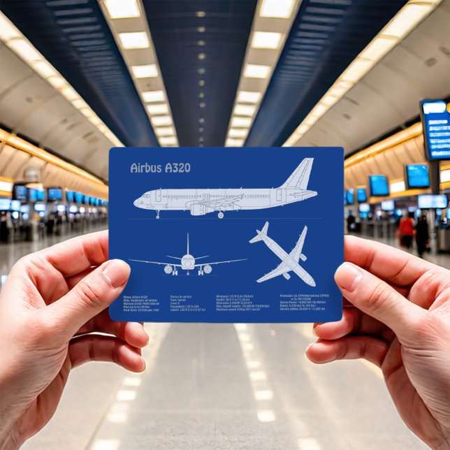 Airbus A320 - Flugzeugkonzept Zeichnend Pläne ABD Postkarte (Von Creator hochgeladen)