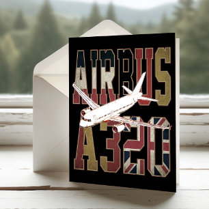 Airbus A320 Jetliner. Vintage europäische Flaggen Dankeskarte