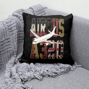 Airbus A320-Jetliner. Vintage-europäische Flaggen Kissen